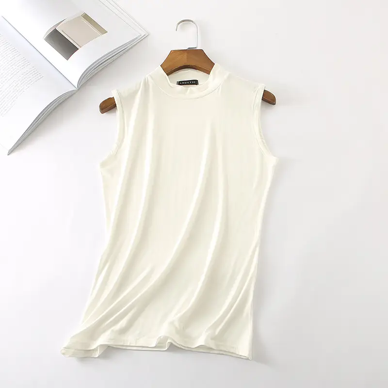 Women's Sleeveless Camisole with Half Collar Beige — feature 38