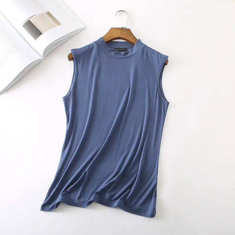 Women's Sleeveless Camisole with Half Collar Beige — feature 39