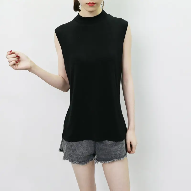 Women's Sleeveless Camisole with Half Collar Beige — feature 7
