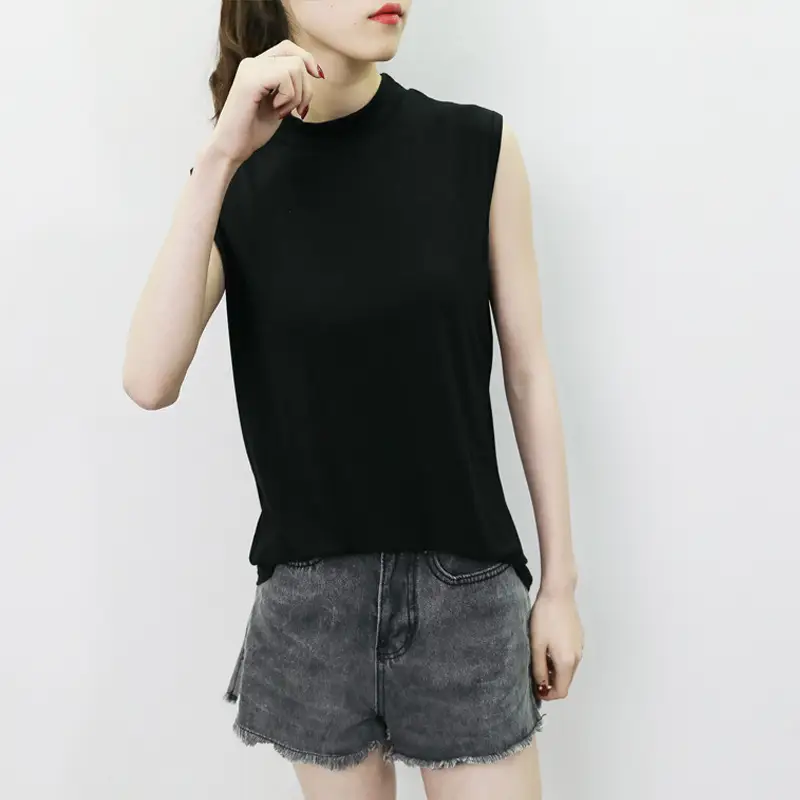 Women's Sleeveless Camisole with Half Collar Beige — feature 9