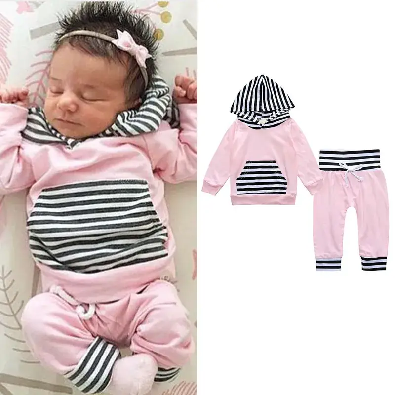 Baby Cotton Striped Suit Spring Autumn Long Sleeve Two Piece - Image 3