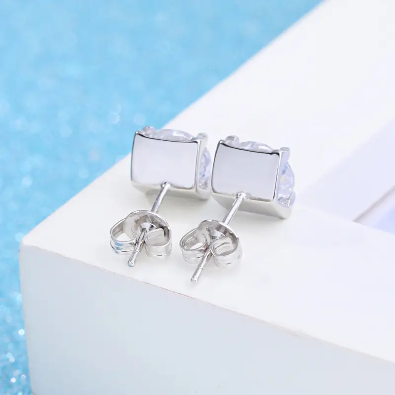 Heart Shaped Earrings Korean Style Silver Plated - Image 4