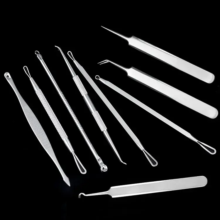 Stainless Steel Acne Needle Set 9 Pcs Blackhead Removal Tool - Image 2