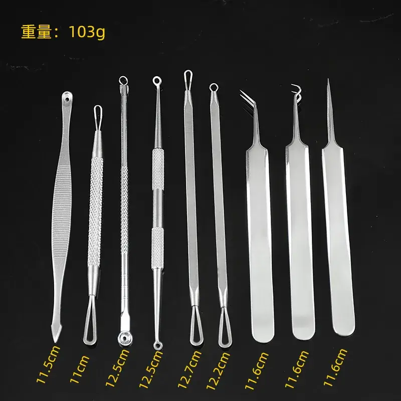 Stainless Steel Acne Needle Set 9 Pcs Blackhead Removal Tool - Image 4