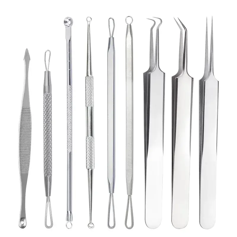 Stainless Steel Acne Needle Set 9 Pcs Blackhead Removal Tool - Image 5