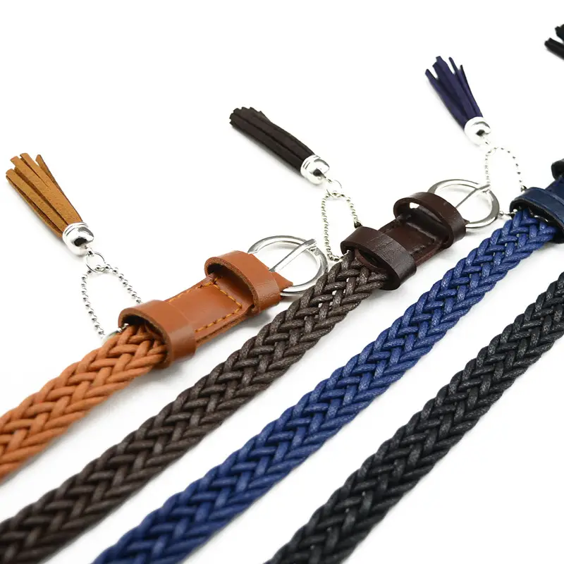Blue Braided Belt with Tassel for Women - Image 6