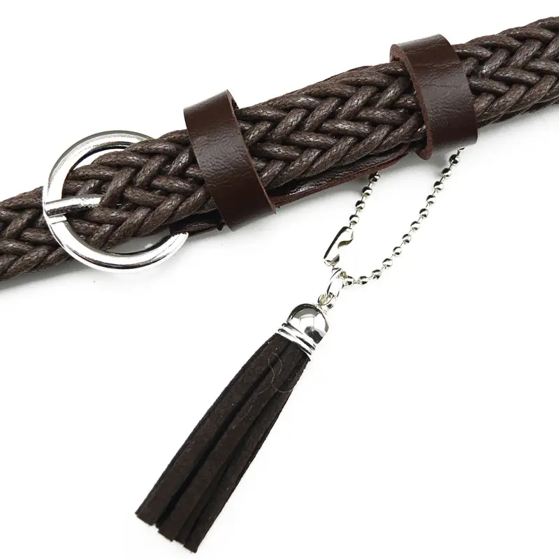 Blue Braided Belt with Tassel for Women - Image 2