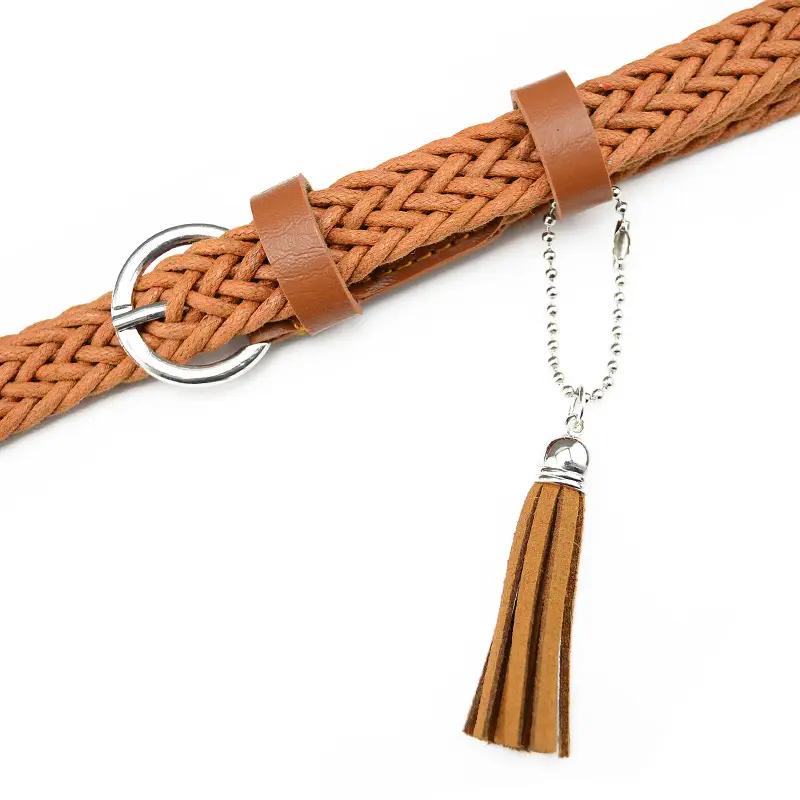 Blue Braided Belt with Tassel for Women - Image 3