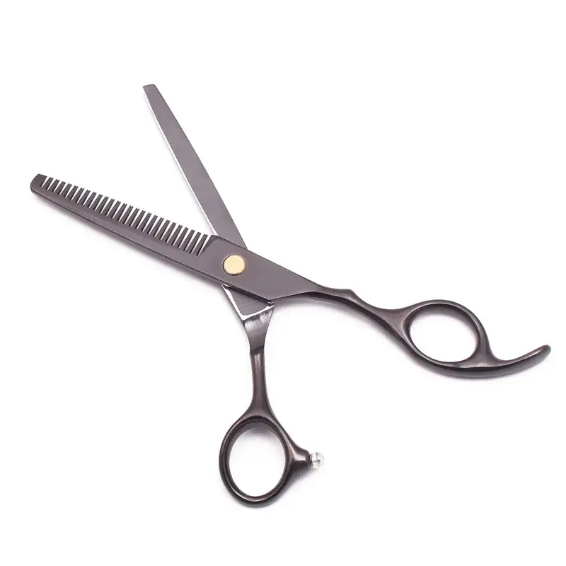 5.5/6.0 Inch Black Hair Scissors Flat Tooth Bangs Tool - Image 3