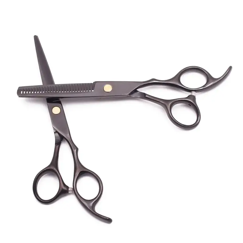 5.5/6.0 Inch Black Hair Scissors Flat Tooth Bangs Tool - Image 4
