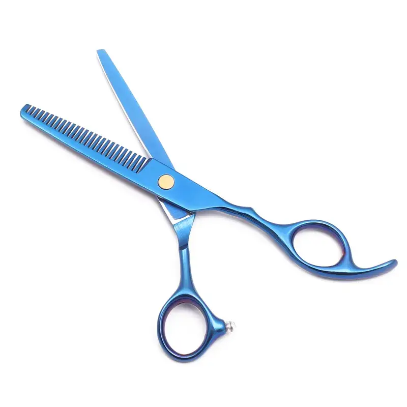 Blue 5.5/6 Inch Hair Scissors Flat Cut Set - Image 6
