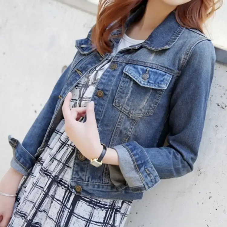 Women Denim Jacket Long Sleeve Winter Plus Size - Image 3