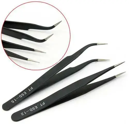 Nail Art Tweezers Anti-Static Eyelash Grafting Tools