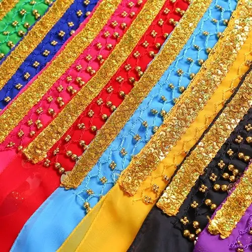 Black Belly Dance Waist Chain with Hanging Coins - Image 15