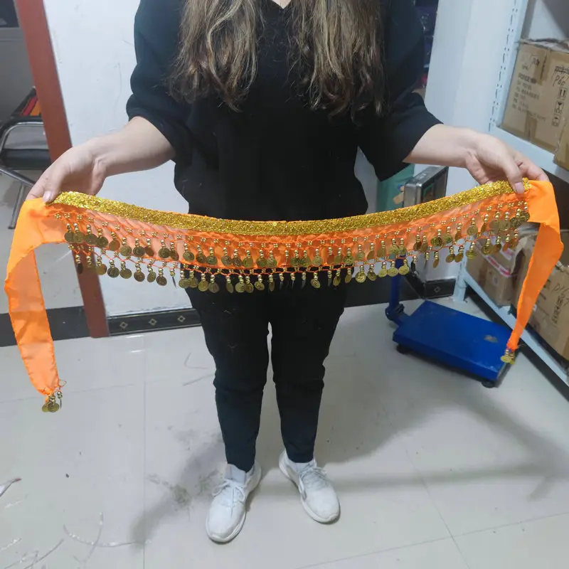 Black Belly Dance Waist Chain with Hanging Coins - Image 11