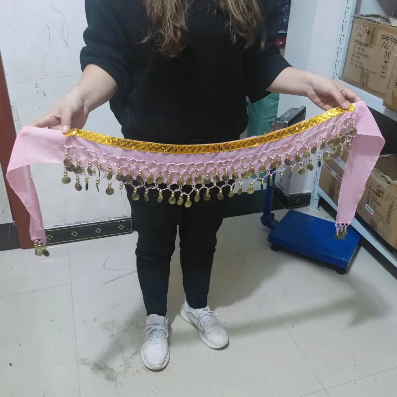 Black Belly Dance Waist Chain with Hanging Coins - Image 12