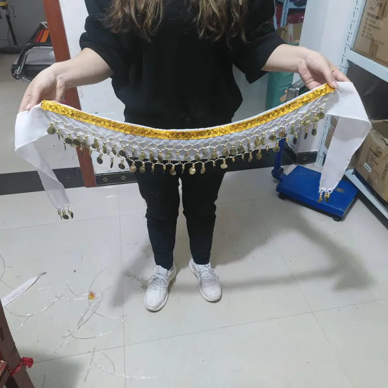 Black Belly Dance Waist Chain with Hanging Coins - Image 9