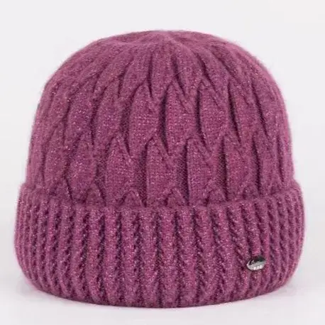 Women's Knitted Winter Hat Pink Thick Wool - Image 6