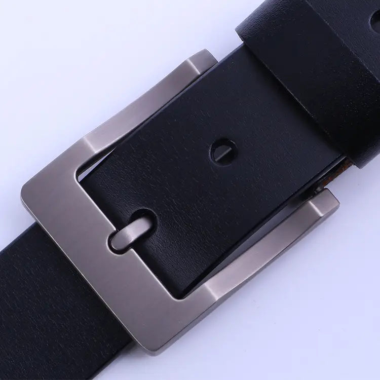 Men's Genuine Leather Pin Buckle Belt Black - Image 5