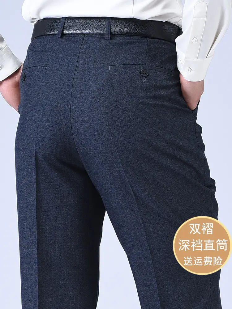 Double Pleated High Waist Trouser for Men Navy Blue - Image 16
