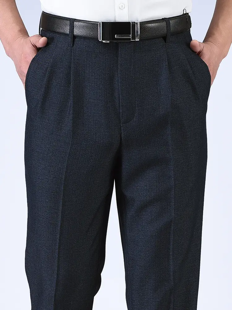 Double Pleated High Waist Trouser for Men Navy Blue - Image 18