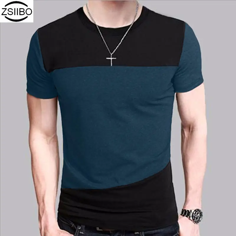 Men's Cross-Color Round Neck T-Shirt Korean Style - Image 7