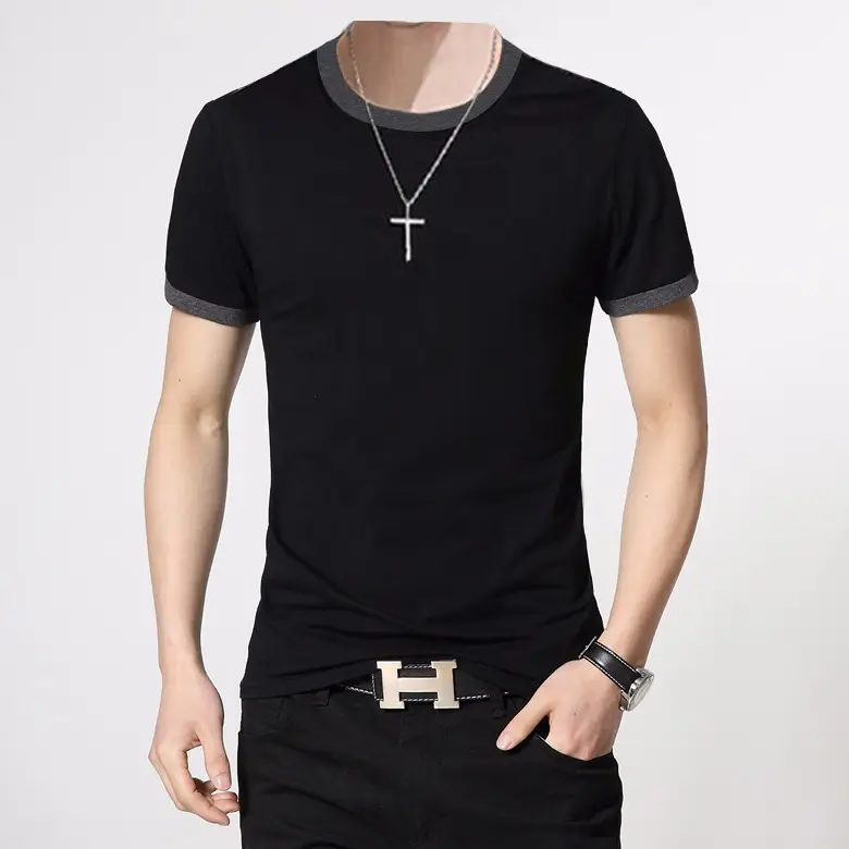Men's Cross-Color Round Neck T-Shirt Korean Style — feature 13