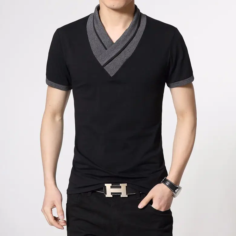 Men's Cross-Color Round Neck T-Shirt Korean Style — feature 14