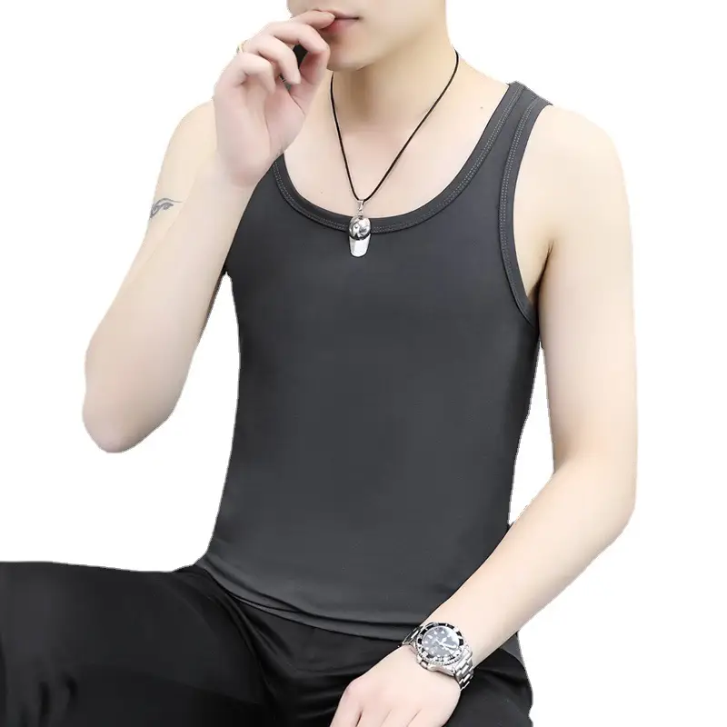 Men's Black Cotton Sleeveless Vest Slim Fit Casual Sports Wear