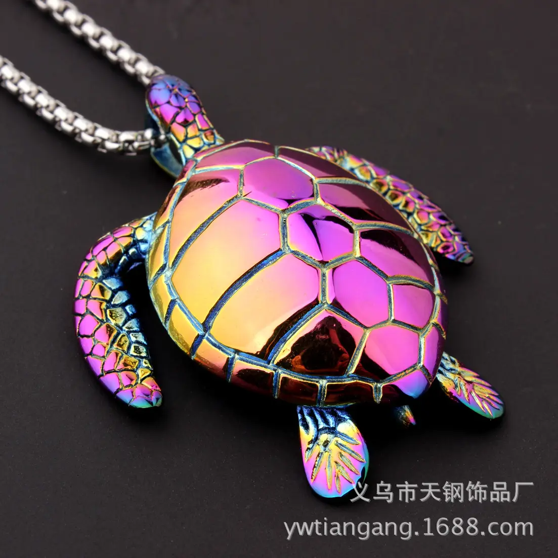 Turtle Pendant Necklace Titanium Steel Black - Image 5