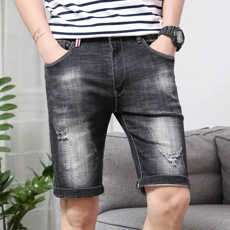 Men Ripped Denim Jeans Slim Fit Stretch Casual Pants - Image 3