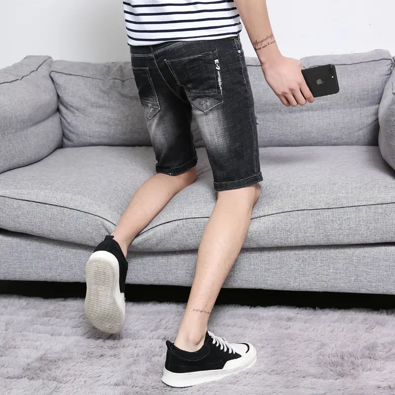 Men Ripped Denim Jeans Slim Fit Stretch Casual Pants - Image 4