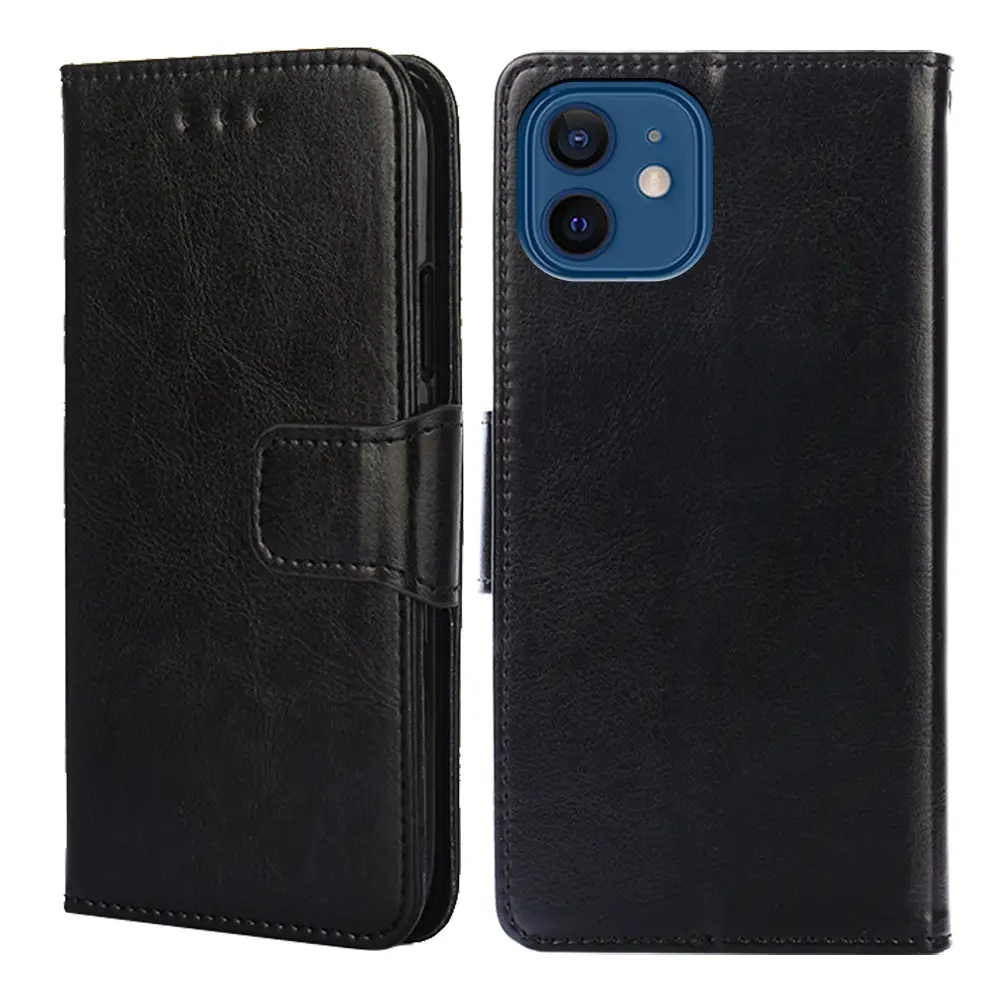 Black Leather iPhone 17 Pro Phone Case with Crystal Pattern - Image 11