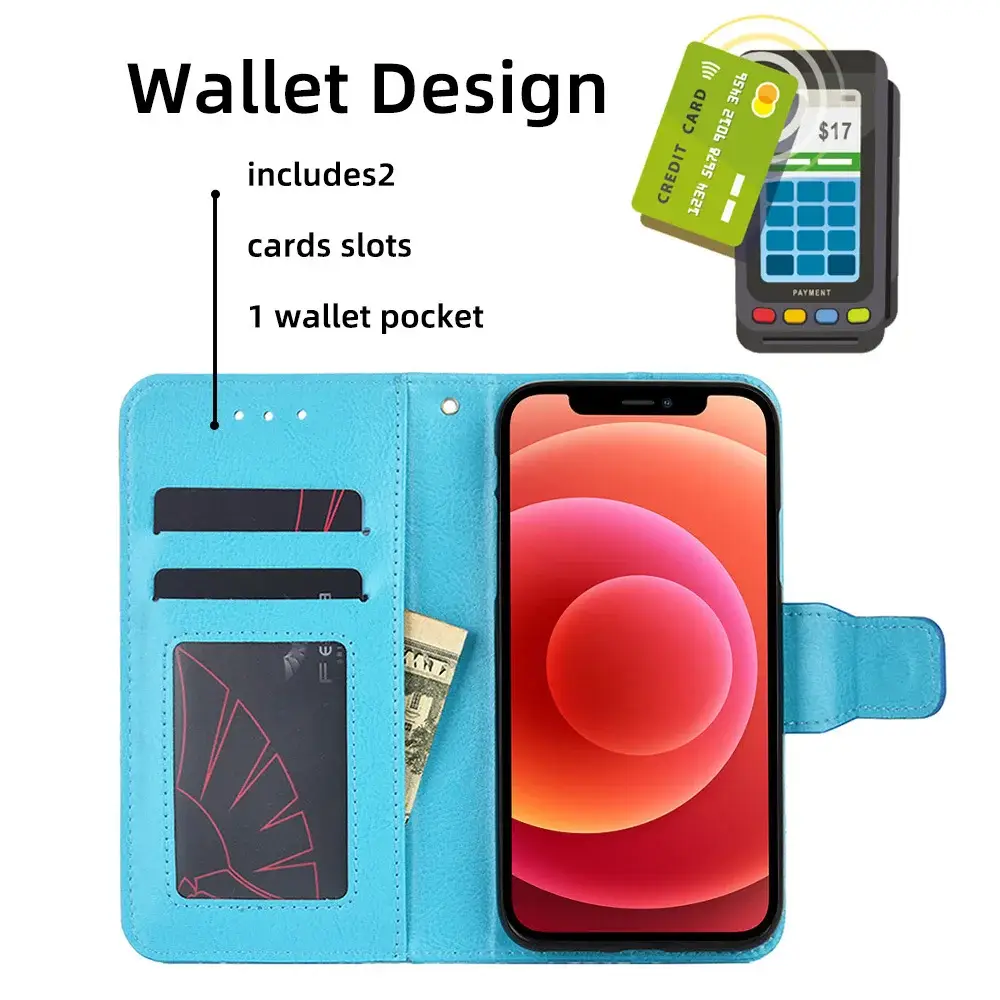 Black Leather iPhone 17 Pro Phone Case with Crystal Pattern — feature 38
