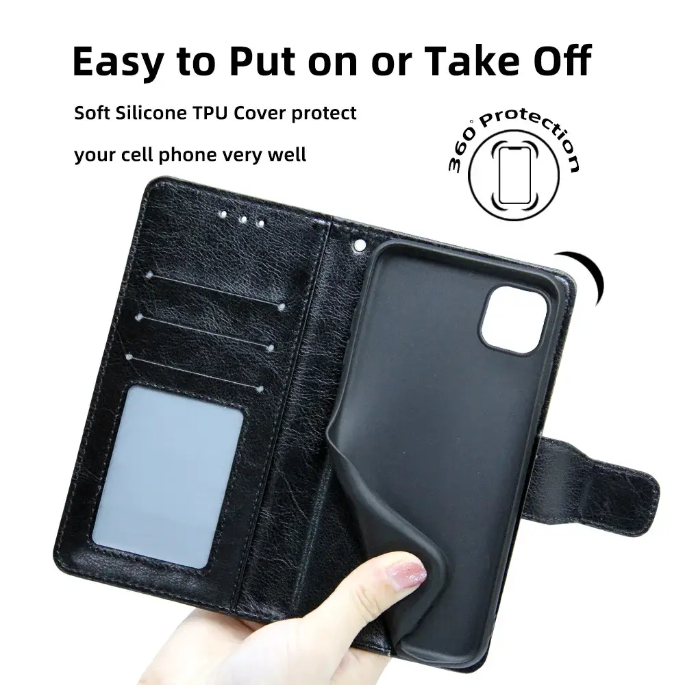 Black Leather iPhone 17 Pro Phone Case with Crystal Pattern — feature 5