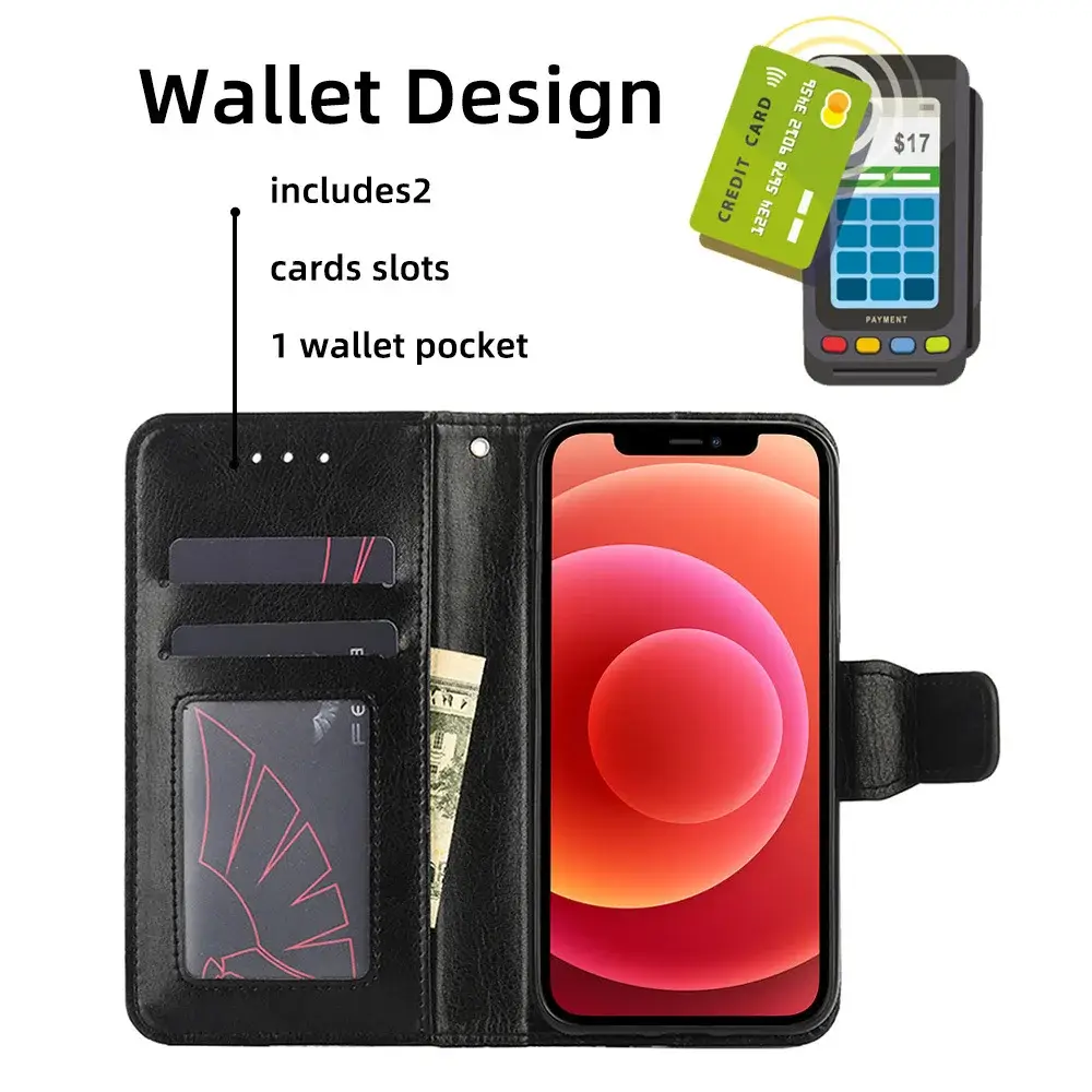 Black Leather iPhone 17 Pro Phone Case with Crystal Pattern — feature 8