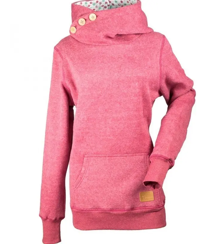 Pink 3-Button Hooded Sweatshirt with Pocket XL - Image 8