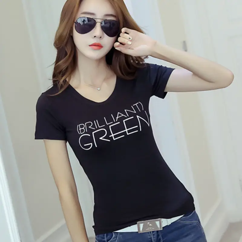 Women Black Graphic T-Shirt Summer Korean Style - Image 5
