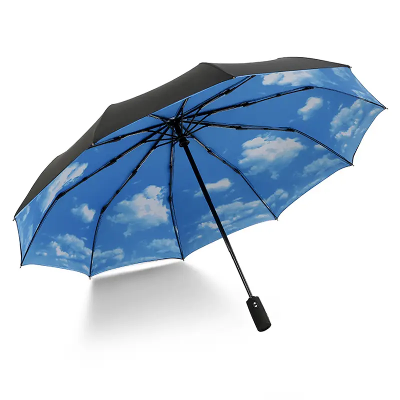 Blue Cloud Print Business Umbrella Automatic Folding
