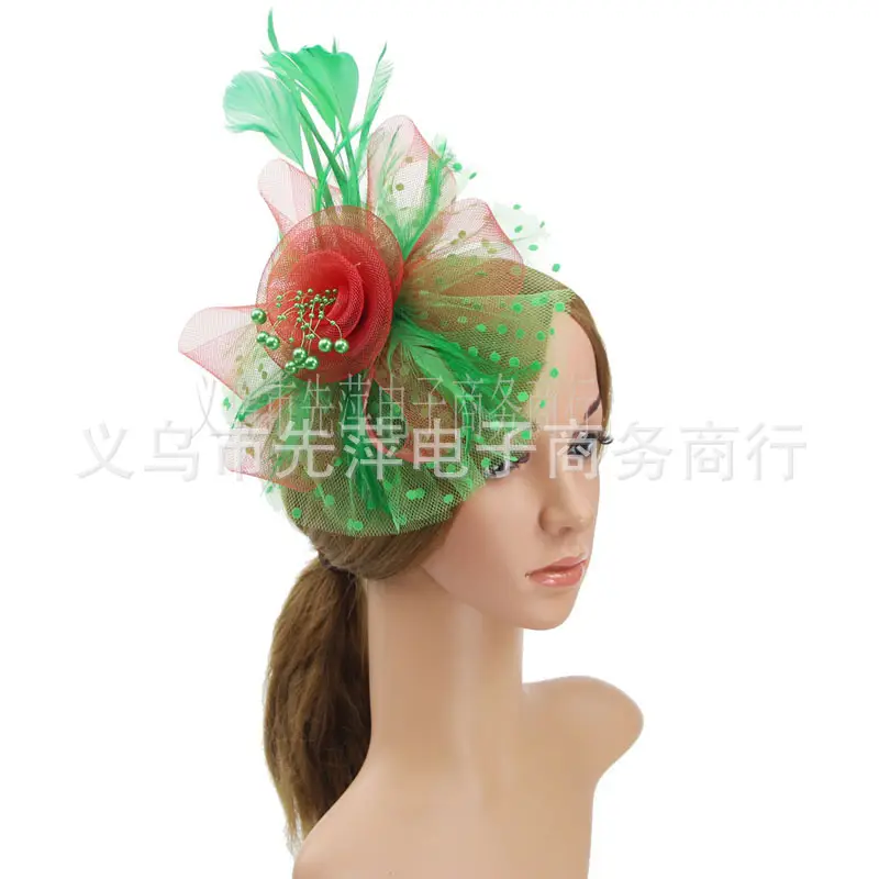 Explosions Feather Headband for European American Bride & Horse Racing — feature 11