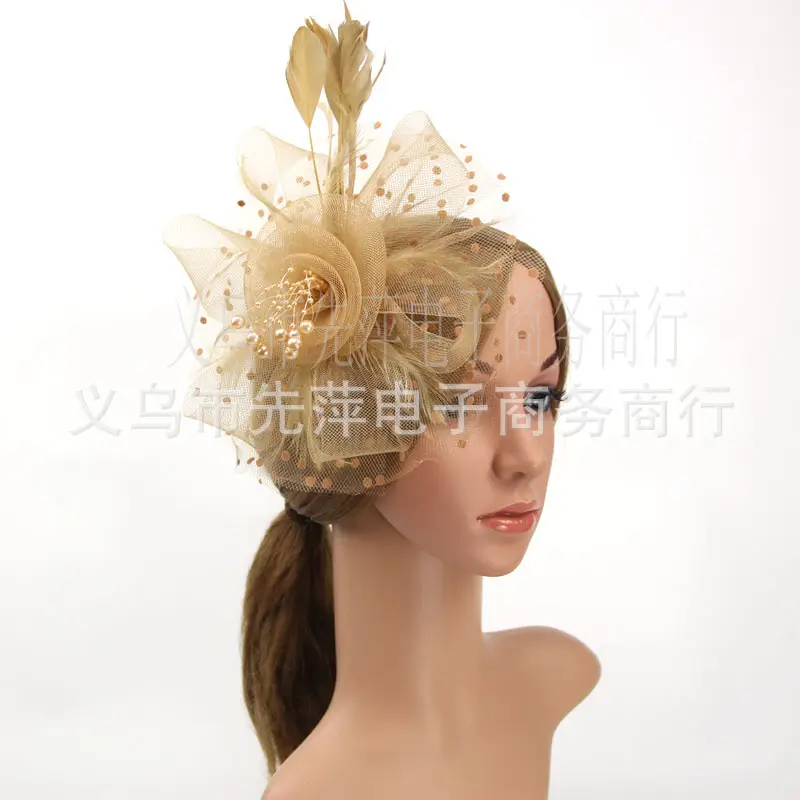 Explosions Feather Headband for European American Bride & Horse Racing — feature 12
