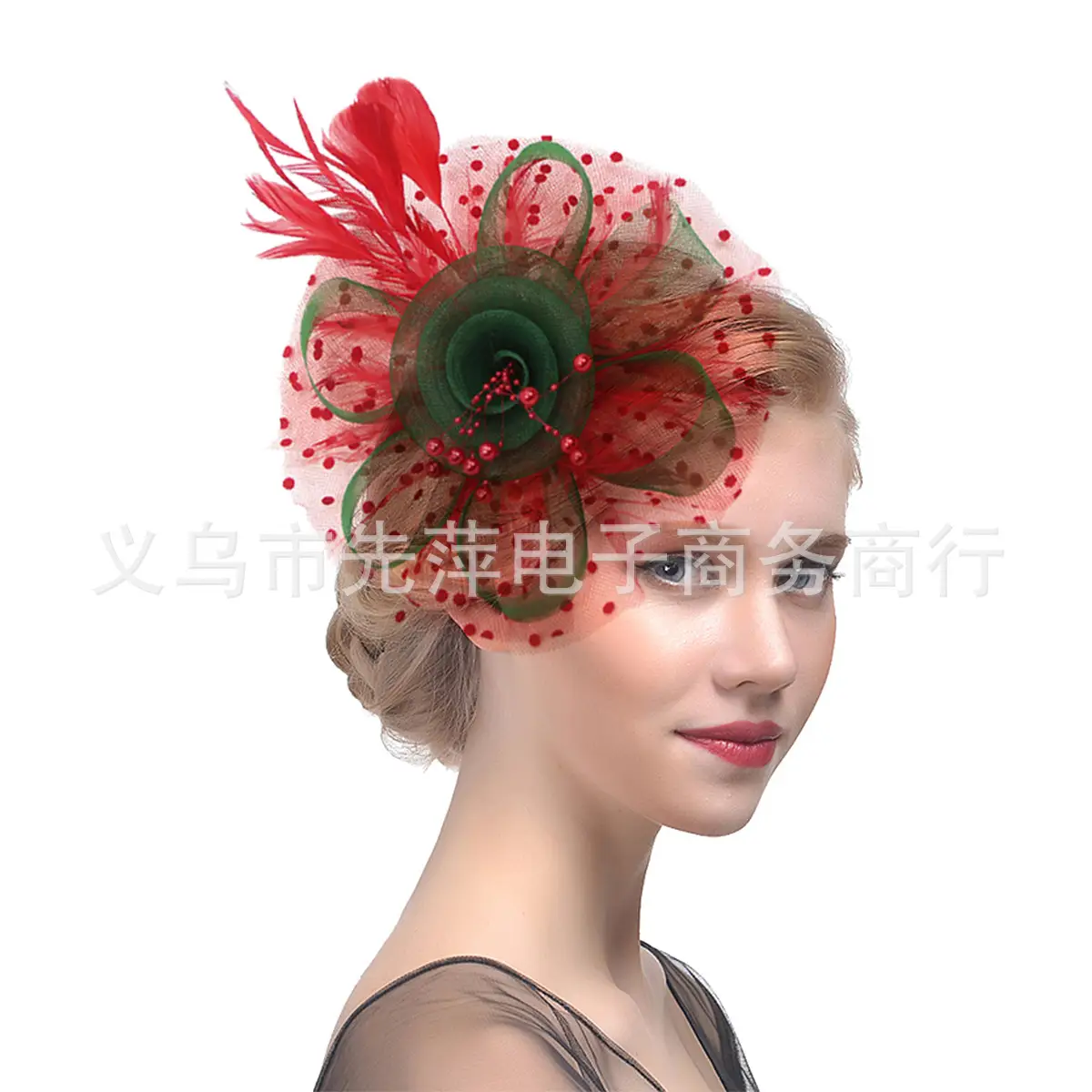 Explosions Feather Headband for European American Bride & Horse Racing — feature 13