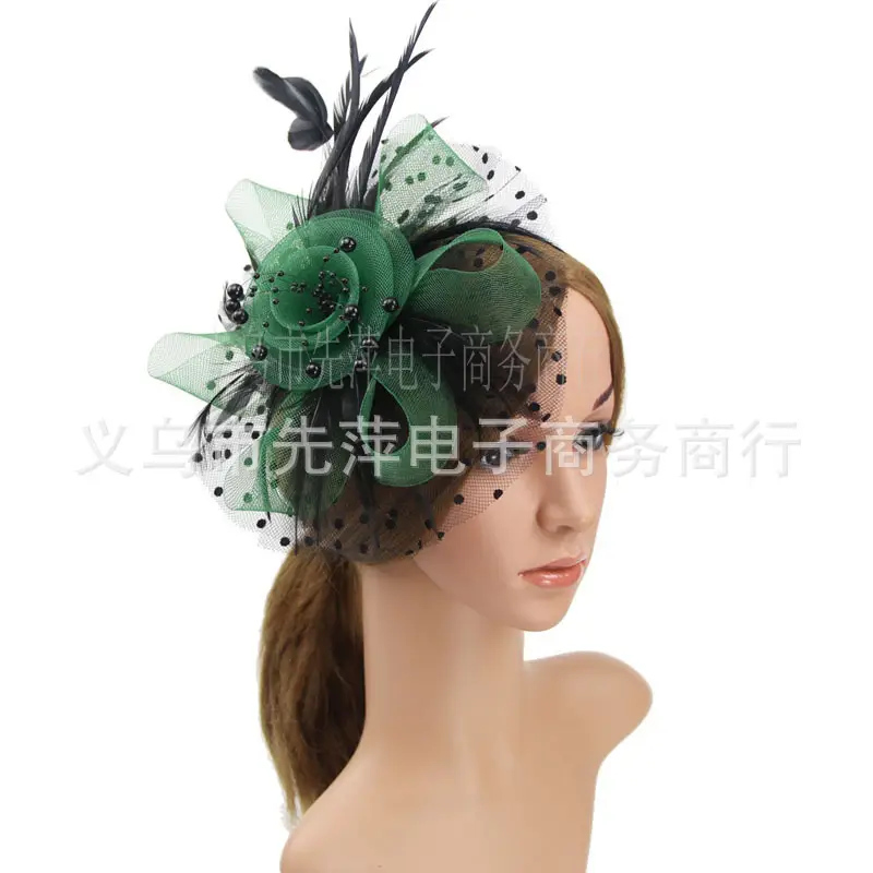 Explosions Feather Headband for European American Bride & Horse Racing — feature 17