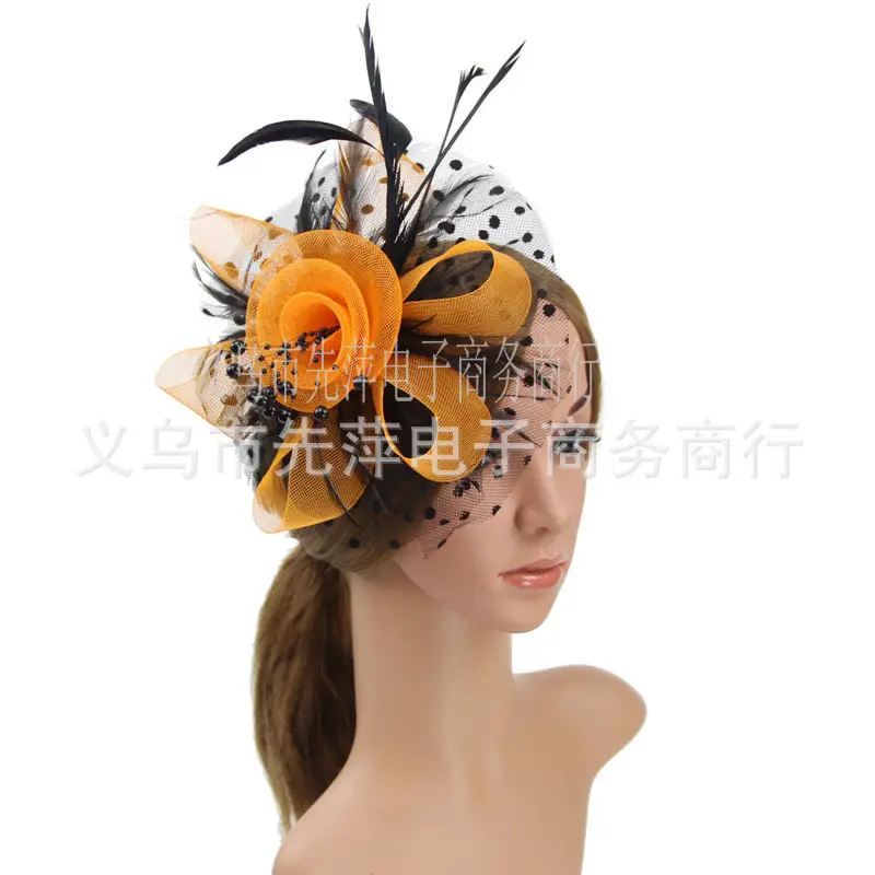Explosions Feather Headband for European American Bride & Horse Racing — feature 18