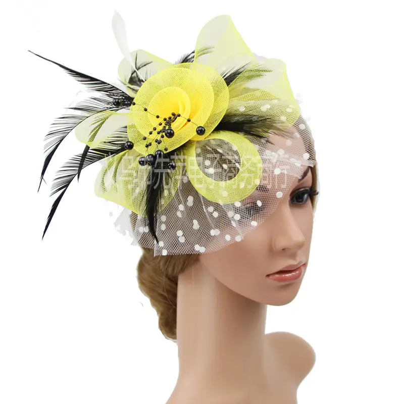 Explosions Feather Headband for European American Bride & Horse Racing — feature 21
