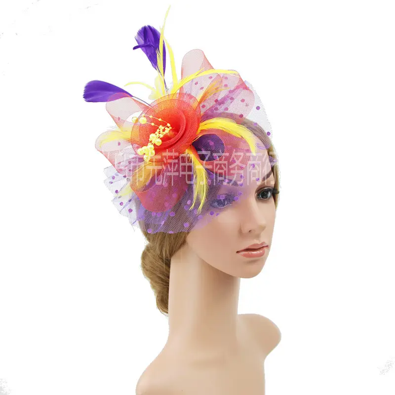 Explosions Feather Headband for European American Bride & Horse Racing — feature 23