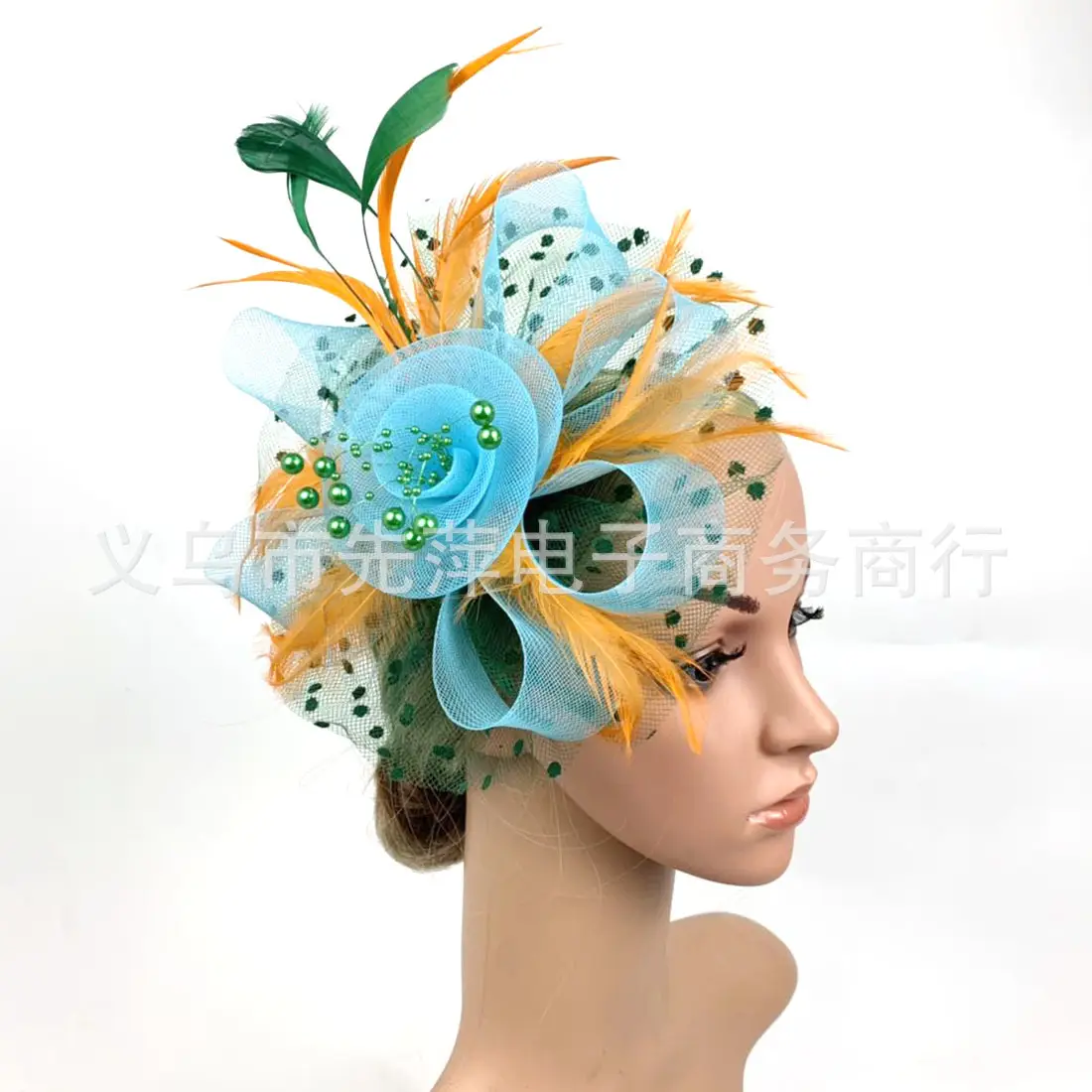 Explosions Feather Headband for European American Bride & Horse Racing — feature 26