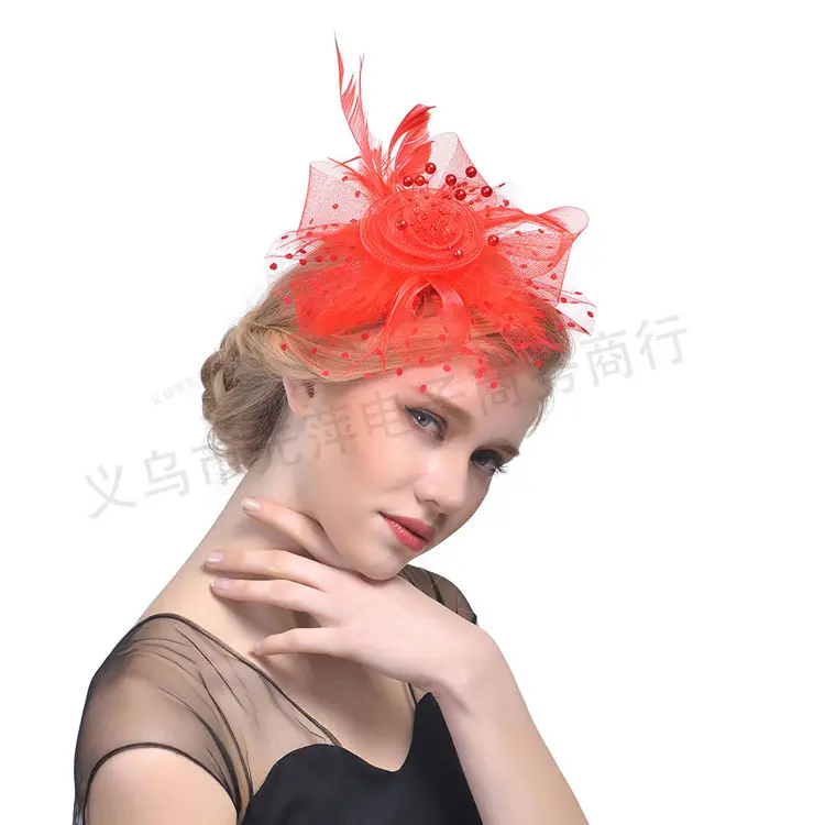 Explosions Feather Headband for European American Bride & Horse Racing — feature 7