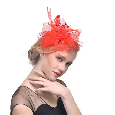 Explosions Feather Headband for European American Bride & Horse Racing - Image 2