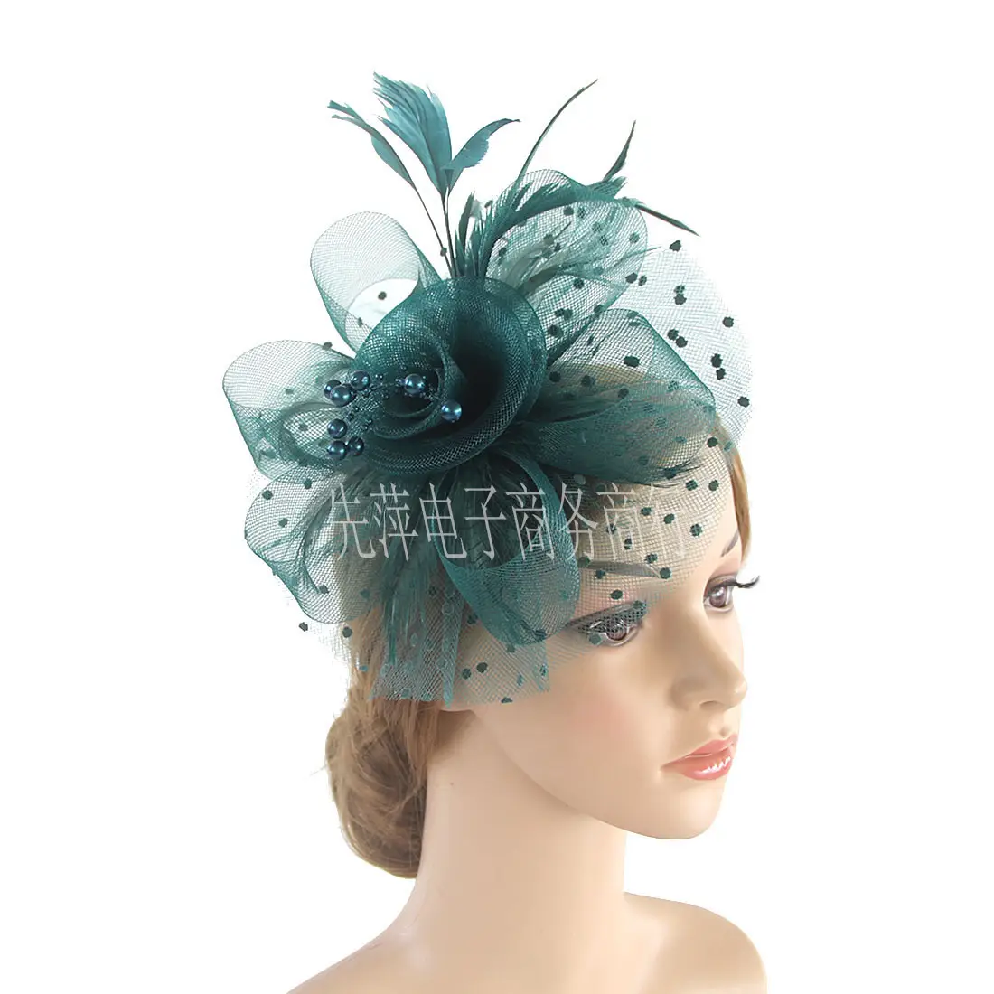 Explosions Feather Headband for European American Bride & Horse Racing - Image 35
